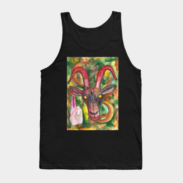 Occult satanic goat Baphomet Tank Top by deadblackpony